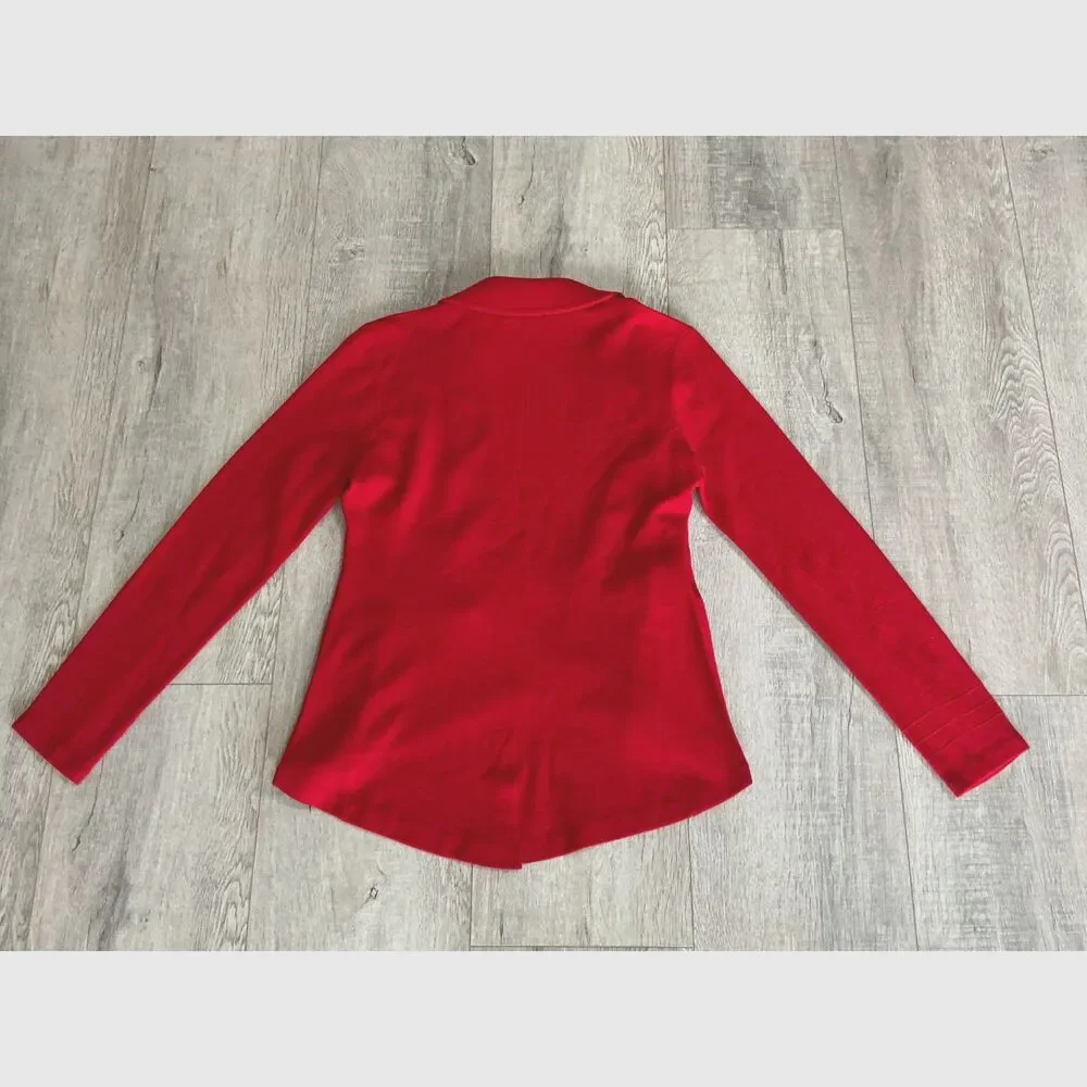 Gianni Bini Women’s M Red Wool Blend Double Breasted Gold Button Blazer